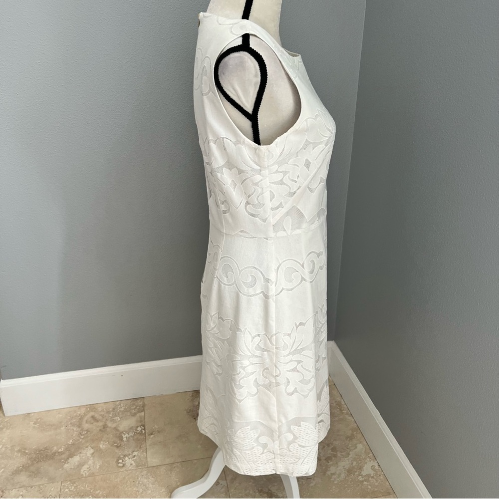 Daniel Cremieux White Sleeveless Sheath Dress Scoop Neck Mini - Picture 7 of 13